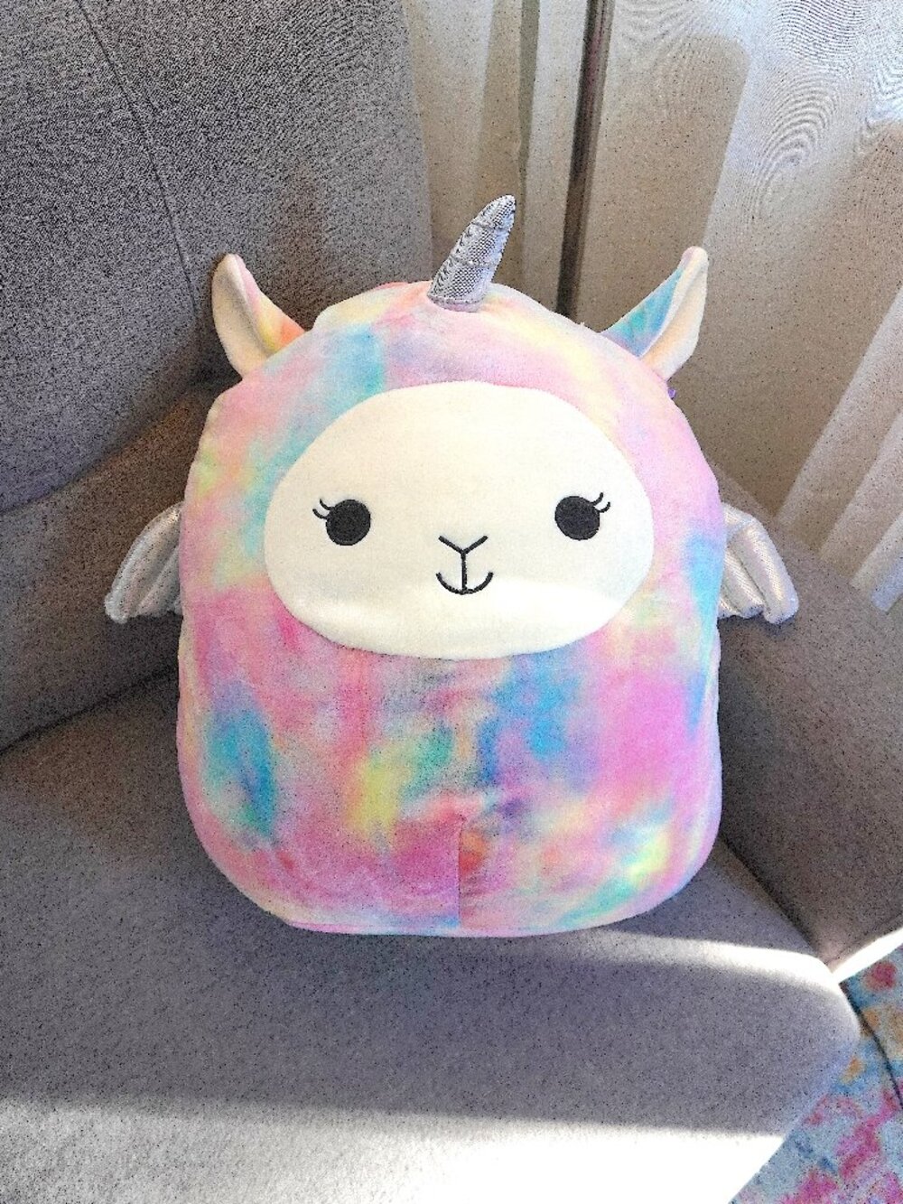 Squishmallow 16" "Lucy-May" Rainbow Tie-Dye Llama Unicorn